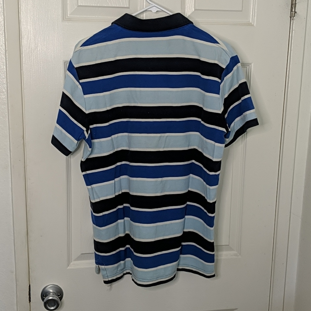 Blue striped polo shirt mens Large - Picture 3 of 3